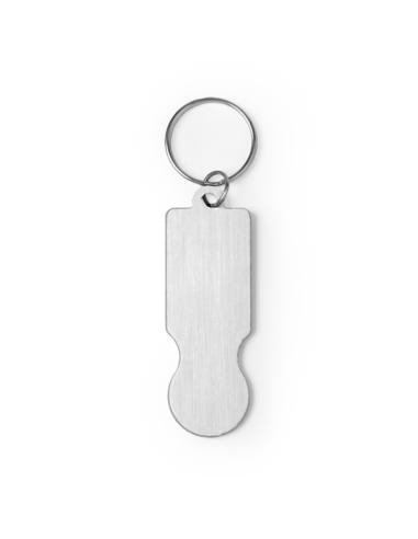Llavero de aluminio reciclado Benijos moneda carro compra PERSONALIZABLE