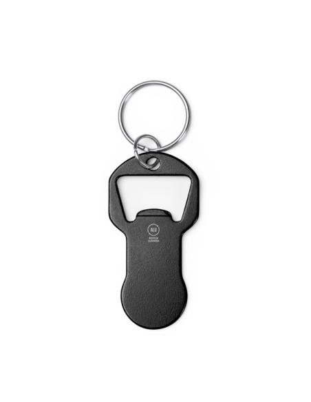 Llavero de aluminio reciclado Bandama con abridor y moneda carro compra PERSONALIZABLE
