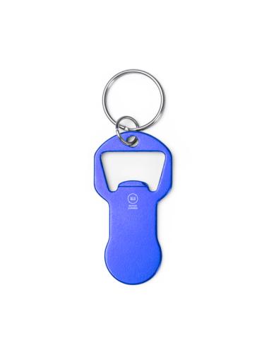 Llavero de aluminio reciclado Bandama con abridor y moneda carro compra PERSONALIZABLE