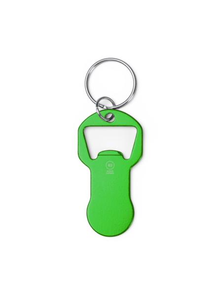 Llavero de aluminio reciclado Bandama con abridor y moneda carro compra PERSONALIZABLE
