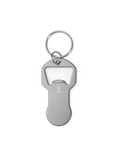 Llavero de aluminio reciclado Bandama con abridor y moneda carro compra PERSONALIZABLE