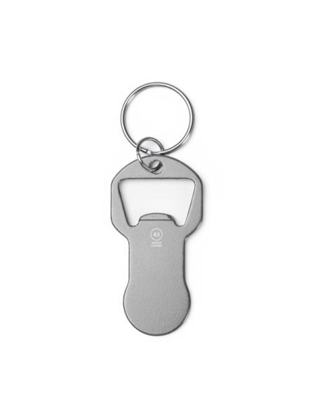 Llavero de aluminio reciclado Bandama con abridor y moneda carro compra PERSONALIZABLE