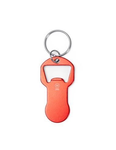 Llavero de aluminio reciclado Bandama con abridor y moneda carro compra PERSONALIZABLE