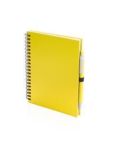 Libreta A5 de cartón reciclado Delnice espiral con bolígrafo a juego PERSONALIZABLE