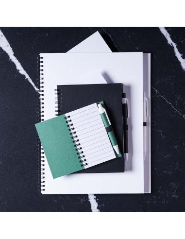 Libreta A5 de cartón reciclado Delnice espiral con bolígrafo a juego PERSONALIZABLE