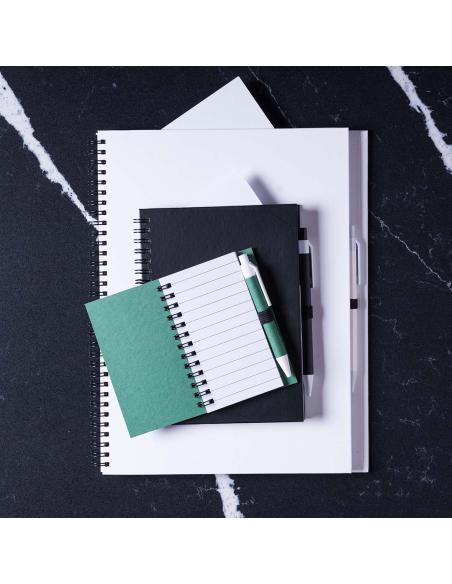 Libreta A5 de cartón reciclado Delnice espiral con bolígrafo a juego PERSONALIZABLE