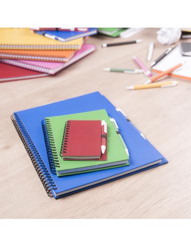 Libreta A5 de cartón reciclado Delnice espiral con bolígrafo a juego PERSONALIZABLE