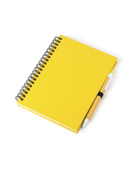 Libreta A5 de cartón reciclado Delnice espiral con bolígrafo a juego PERSONALIZABLE