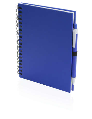Libreta A5 de cartón reciclado Delnice espiral con bolígrafo a juego PERSONALIZABLE