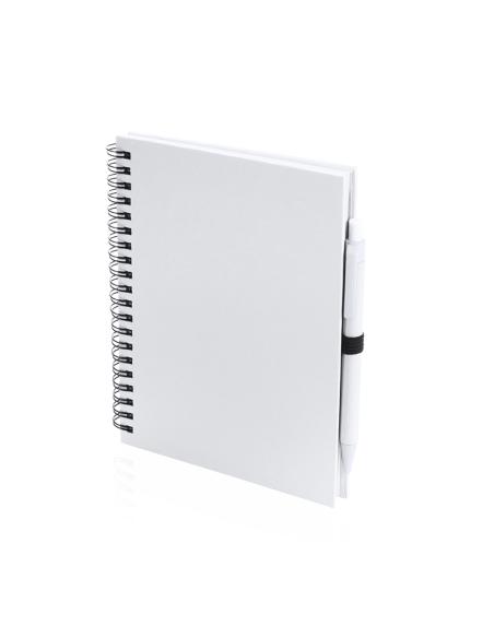 Libreta A5 de cartón reciclado Delnice espiral con bolígrafo a juego PERSONALIZABLE