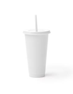 Vaso reutilizable de PP reciclado La Vega con tapa y pajita 700ml PERSONALIZABLE