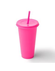 Vaso reutilizable de PP reciclado La Vega con tapa y pajita 700ml PERSONALIZABLE 2