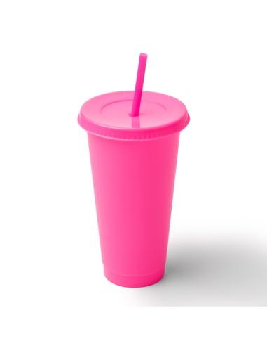 Vaso reutilizable de PP reciclado La Vega con tapa y pajita 700ml PERSONALIZABLE