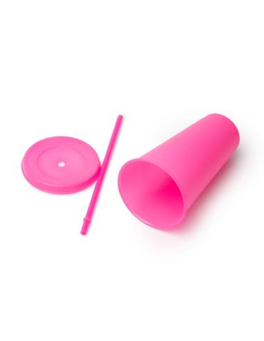 Vaso reutilizable de PP reciclado La Vega con tapa y pajita 700ml PERSONALIZABLE