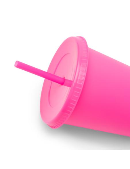 Vaso reutilizable de PP reciclado La Vega con tapa y pajita 700ml PERSONALIZABLE