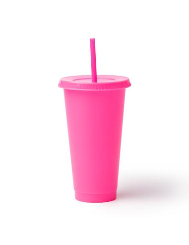 Vaso reutilizable de PP reciclado La Vega con tapa y pajita 700ml PERSONALIZABLE