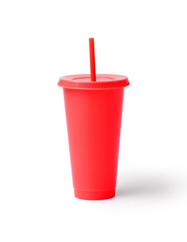 Vaso reutilizable de PP reciclado La Vega con tapa y pajita 700ml PERSONALIZABLE