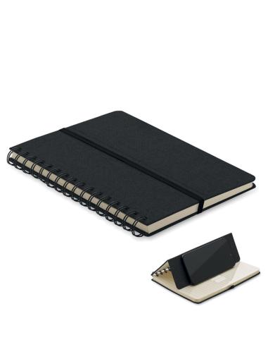 Libreta A5 de RPET Geraldton espiral con soporte para móvil PERSONALIZABLE