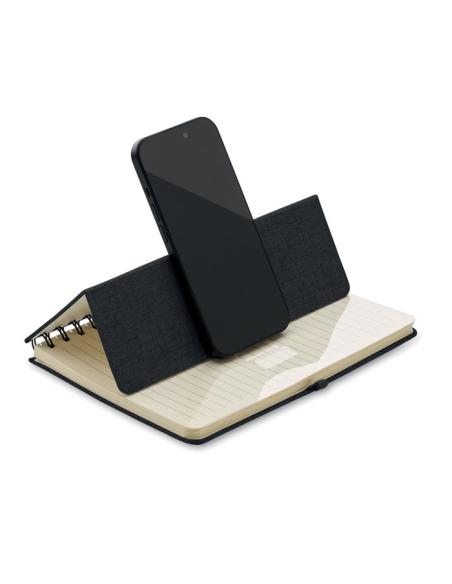 Libreta A5 de RPET Geraldton espiral con soporte para móvil PERSONALIZABLE