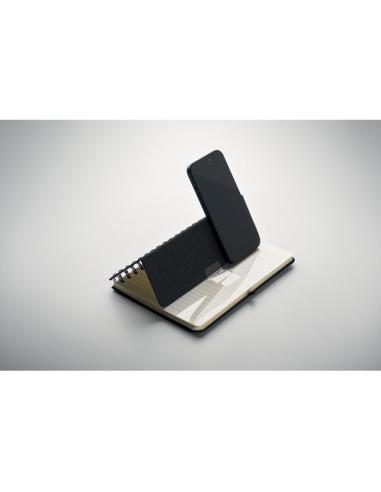 Libreta A5 de RPET Geraldton espiral con soporte para móvil PERSONALIZABLE