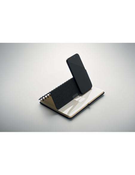 Libreta A5 de RPET Geraldton espiral con soporte para móvil PERSONALIZABLE