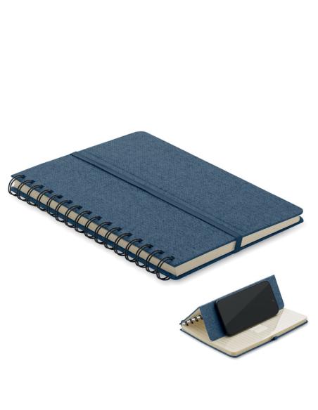 Libreta A5 de RPET Geraldton espiral con soporte para móvil PERSONALIZABLE