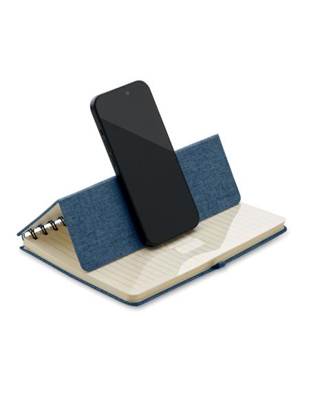 Libreta A5 de RPET Geraldton espiral con soporte para móvil PERSONALIZABLE