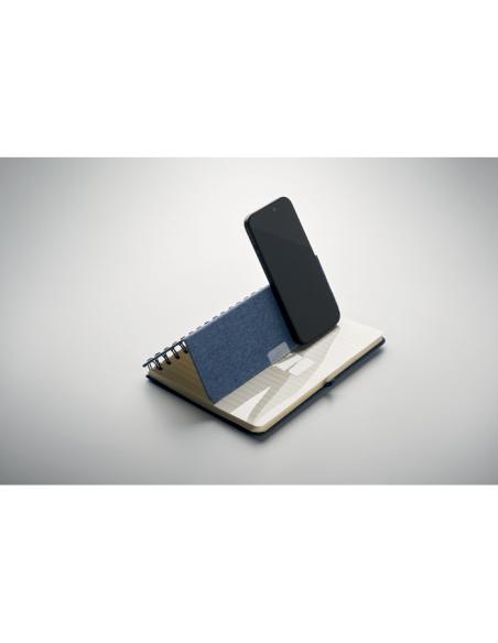 Libreta A5 de RPET Geraldton espiral con soporte para móvil PERSONALIZABLE