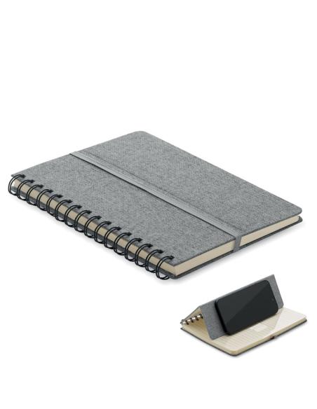 Libreta A5 de RPET Geraldton espiral con soporte para móvil PERSONALIZABLE