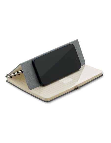 Libreta A5 de RPET Geraldton espiral con soporte para móvil PERSONALIZABLE