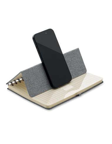 Libreta A5 de RPET Geraldton espiral con soporte para móvil PERSONALIZABLE