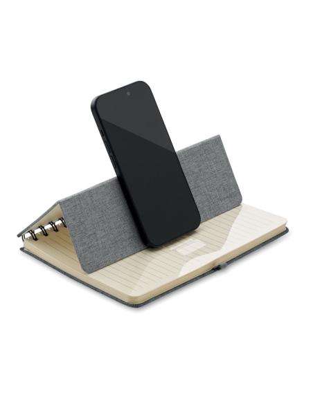 Libreta A5 de RPET Geraldton espiral con soporte para móvil PERSONALIZABLE