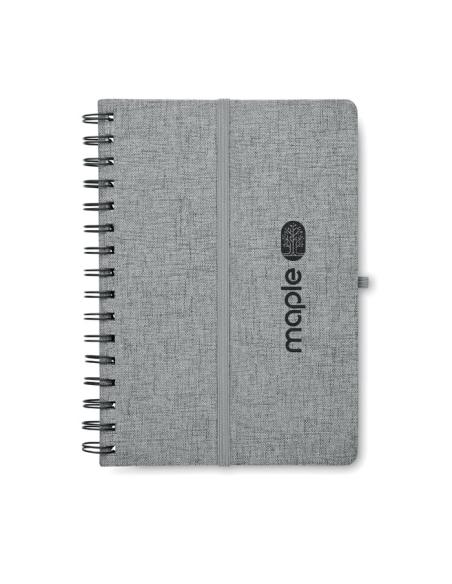 Libreta A5 de RPET Geraldton espiral con soporte para móvil PERSONALIZABLE