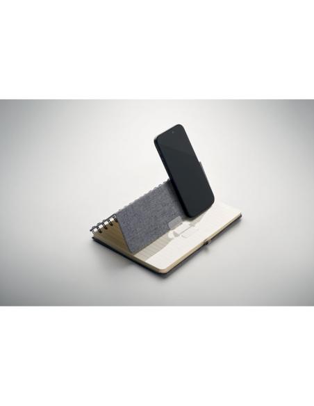 Libreta A5 de RPET Geraldton espiral con soporte para móvil PERSONALIZABLE