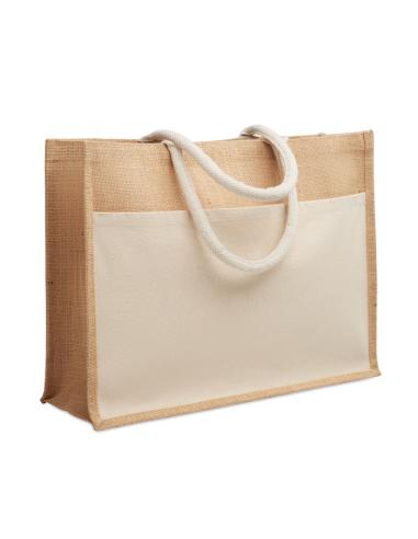 Bolsa de yute y algodón Fukuoka asas cortas PERSONALIZABLE