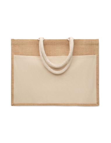Bolsa de yute y algodón Fukuoka asas cortas PERSONALIZABLE