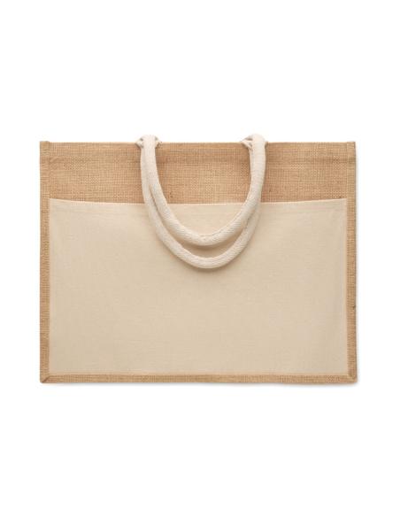 Bolsa de yute y algodón Fukuoka asas cortas PERSONALIZABLE