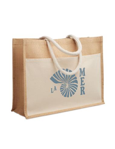 Bolsa de yute y algodón Fukuoka asas cortas PERSONALIZABLE
