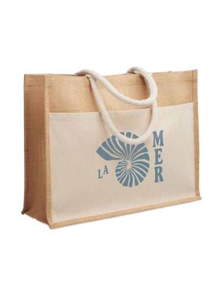 Bolsa de yute y algodón Fukuoka asas cortas PERSONALIZABLE