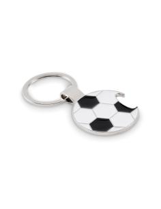 Llavero metálico Fornalutx con forma de balón de fútbol y abridor PERSONALIZABLE
