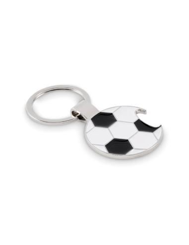 Llavero metálico Fornalutx con forma de balón de fútbol y abridor PERSONALIZABLE