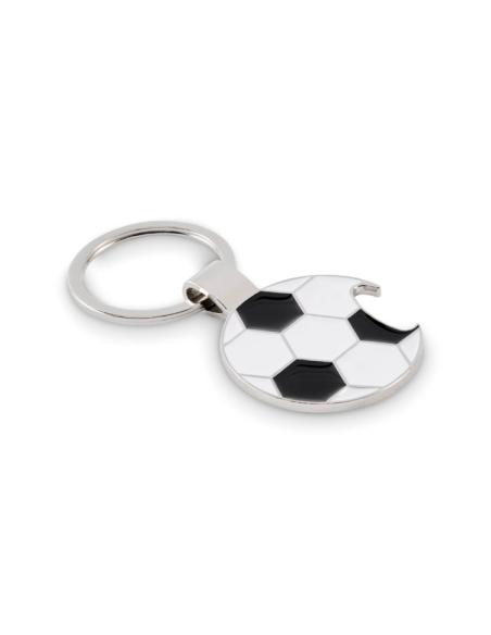 Llavero metálico Fornalutx con forma de balón de fútbol y abridor PERSONALIZABLE