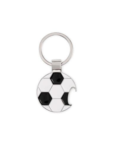 Llavero metálico Fornalutx con forma de balón de fútbol y abridor PERSONALIZABLE