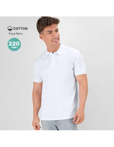 Polo adulto unisex Koupan algodón 220g/m2 blanco PERSONALIZABLE