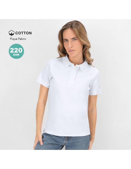 Polo mujer Koupan algodón 220g/m2 blanco PERSONALIZABLE