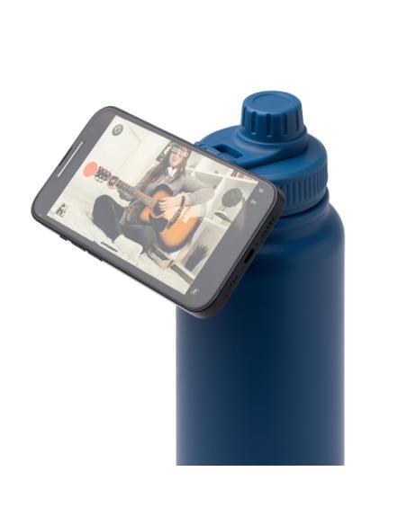 Botella de acero inoxidable reciclado Los Barros doble capa asa para móvil 1 litro PERSONALIZABLE