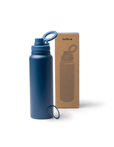 Botella de acero inoxidable reciclado Los Barros doble capa asa para móvil 1 litro PERSONALIZABLE