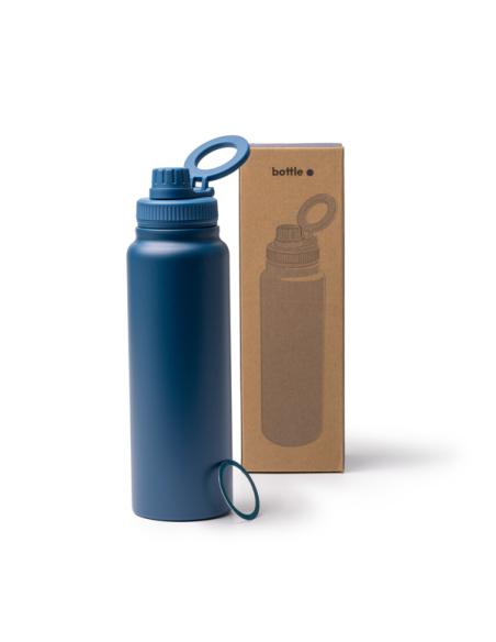 Botella de acero inoxidable reciclado Los Barros doble capa asa para móvil 1 litro PERSONALIZABLE