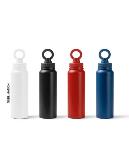 Botella de acero inoxidable reciclado Los Barros doble capa asa para móvil 1 litro PERSONALIZABLE