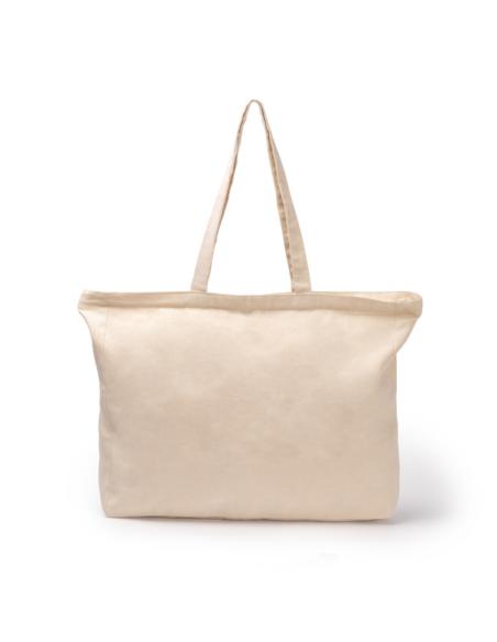 Bolsa de tela Las Indias de algodón 230g/m2 con fuelle, cierre cremallera y bolsillo interior PERSONALIZABLE